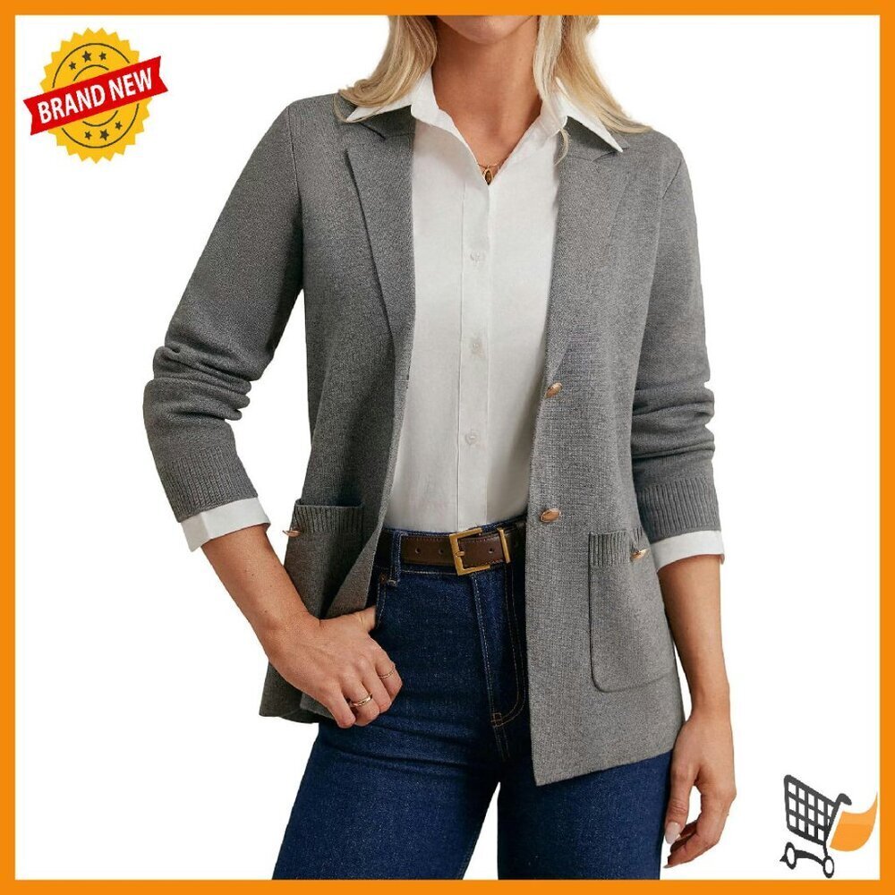 Soft Polyester-Viscose Knit Blazer with Pockets, Business Casual